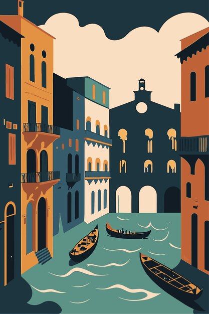 Gondola Venice, Italy Illustration, Italy City, Grand Canal, Background Background, Flat Vector, Mini Canvas Art, Mini Canvas, Diy Canvas Art