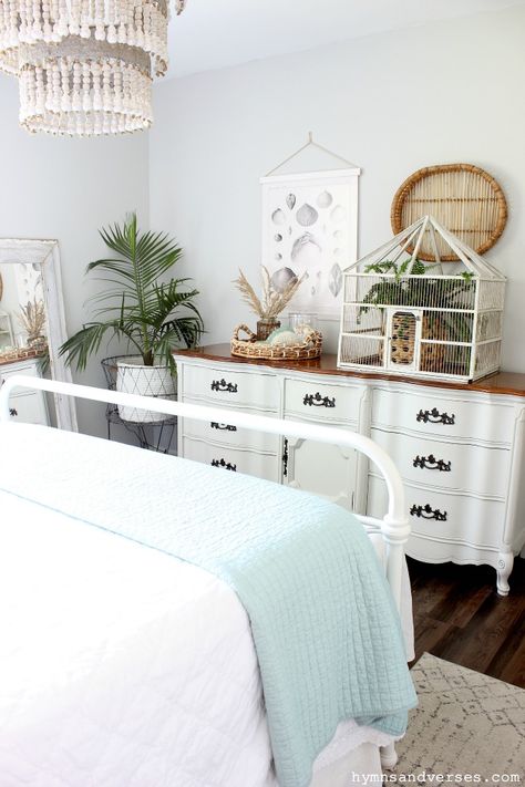 Summer bedroom with coastal cottage accents. Costal Floral Bedroom, Coastal Boho Bedroom Beds & Bed Frames, Coastal Guest Tiwn Beds, Beach House Bedroom Beds & Bed Frames, Coastal Cottage Bedroom, Cottage Style Bedrooms, Coastal Bedrooms Beds & Frames Queen, Cottage Style Bedroom, Summer Bedroom