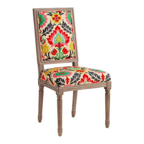 Paige Print Square Back Dining Chair Set Of World Market Colorful Dining Room Chairs, Moroccan Dining Room, Dining Set Makeover, Eclectic Dining Chairs, Colored Dining Chairs, Dining Chair Upholstery, Dining Room Chairs Upholstered, Striped Chair, Dining Room Colors