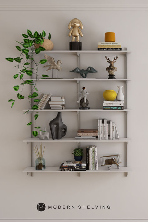 This is the viral shelf that takes no time to set up. Why is everybody talking about it? Because of its infinite adjustability, you can adjust the height to whichever you want. It's modular, so you can start small, expand, reconfigure, take it with you when you move, and hand it on. Shop online or design yours today! Diy Wall Mounted Bookshelves, Montana Apartment, Office Shelving Ideas, Hanging Wall Shelves, Wall Storage Ideas, Nyc Apartment Decorating, Zen Corner, Wall Mounted Shelving, Nyc Bedroom