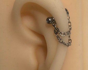 Black Piercings, Helix Chain, Cuff Piercing, Cartilage Earrings Chain, Dna Necklace, Piercing Chain, Earring Chain, Second Hole Earrings, Ear Cuff Piercing