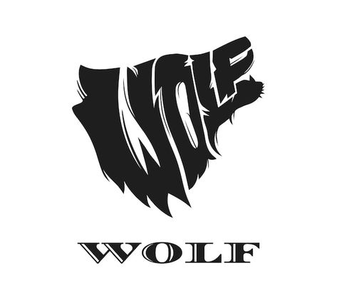 Wolf logo concept the writing that forms... | Premium Vector #Freepik #vector #wolf-logo #silhouette-logo #animal-logo #logo-svg Wolf Logo Graphics, Wolf Logo Design, Wolf Head Logo, Animal Logo Design, Wolf Logo, Logo Silhouette, Draw Logo, Silhouette Logo, Logo Animal