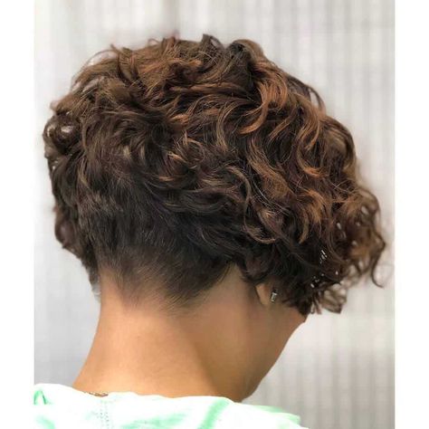 Perm With Undercut, Short Hairstyles For Naturally Curly Hair, Short Permed Pixie Haircuts, Permed Short Bob, Short Curly Wedge Hairstyles, Undercut Hairstyles Women Short Curly, Short Stacked Curly Bob Haircut, Undercut Curly Bob, Undercut Hairstyles Women Curly Hair