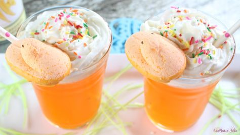 Boozy Orange Peep-sicle - AnnMarie John | A Travel and Lifestyle Blog Marshmallow Vodka, Vodka Orange, Cheap Candy, Springtime Recipes, Alcoholic Desserts, Marshmallow Peeps, Orange Drinks, Vanilla Vodka, Orange Soda