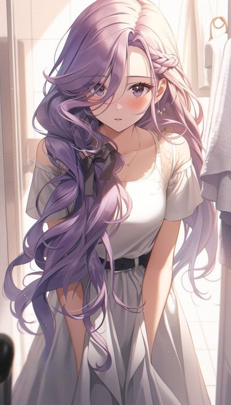 Summer Anime Art, Superhero Lamp, Celestial Princess, Female Fanart, Anime Beach, Anime Purple Hair, Anime Character Names, Queen Anime, Beach Beauty