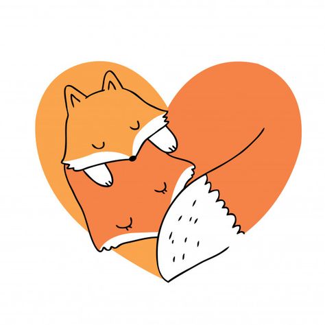 Cartoon cute mom and baby foxes sleeping. | Premium Vector #Freepik #vector #baby #heart #love #family Fox Heart, Baby Foxes, Fox Birthday, Baby Heart, Fox Drawing, Baby Illustration, Fox Illustration, Fox Art, Baby Fox