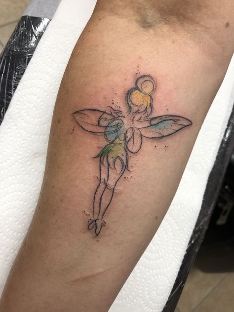 Tinkle Bell Tattoo, Sassy Tinkerbell Tattoo, Tinkerbell Tattoo Color, Tinkerbell Tattoo Designs, Tinkbell Tattoo, Tinker Bell Tattoos For Women, Tinkerbell Tattoo Sassy, Tinkerbell Tattoo Ideas, Tattoo Tinkerbell