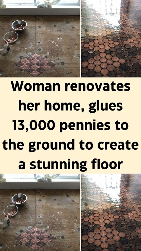 When starting a renovation at home, it’s important to make every last cent count. This DIY renovation literally puts no penny to waste, and the results are stunning!
Tonya Tooners took advantage of every lucky penny she found. After acquiring 13,000 of them, Tooners, a DIY enthusiast, decided to put them to use in a way that didn’t involve cashing them in. Instead, she took the $130 worth of pennies to the ground.
From afar, you don’t even realize that the floor is covered in pennies. Penny Floor, Lucky Penny, Pretty Landscapes, Diy Flooring, Diy Renovation, Home Organization Hacks, Dream Room Inspiration, Diy Life Hacks, Diy Life