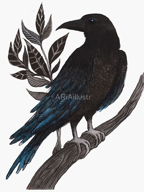 Raven Sticker, Stickers For Sale, Original Designs, Water Bottles, Water, For Sale, Black