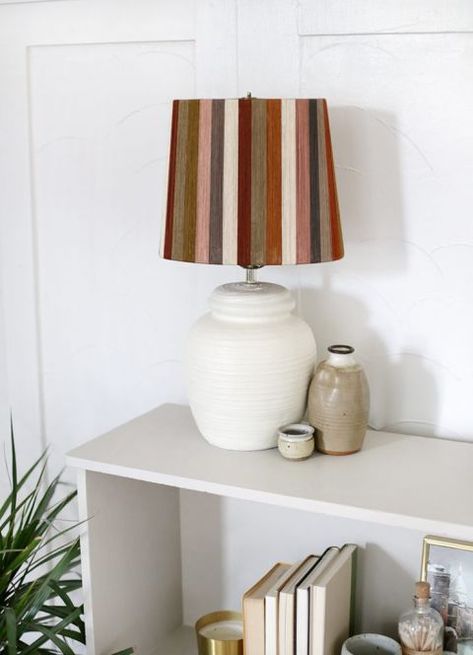 Transform a thrifted lamp with this DIY string lampshade tutorial! #diy #lamp String Lampshade, Lampshade Tutorial, Diy Lampshade, Lamp Shade Frame, Painting Lamp Shades, Diy Swimming Pool, Homemade Home Decor, Modern Lamp Shades, Diy Lamp Shade