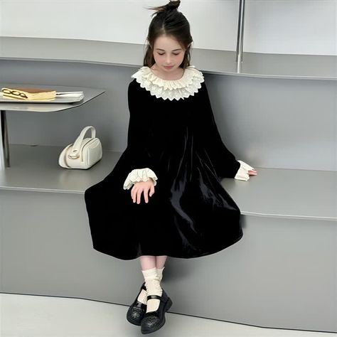 Autumn Girls Princess Dress Corduroy Long Sleeve Black Teen Children Elegante Evening Dresses Lace Neck 10 12 Years Kids Clothes - AliExpress 1501 Girls Princess Dress, Lace Neck, Girl Princess Dress, Lace Evening Dresses, Dresses Lace, Girl Falling, Princess Dress, Kids Dress, Evening Dresses