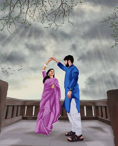 Couple Goal Illustration, Indian Couple Illustration Art, Indian Couple Drawing Art, Indian Couple Drawing, Indian Couple Painting, Indian Couple Art, Indian Couple Illustration, Indian Couple Painting Romantic, Indian Couple