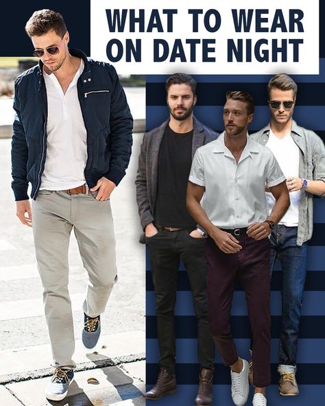 Not sure what to wear on date night?  Here's a little guide to help you out... 👀  #menswear #date #datenight #goingout #style #mens #fashion #mensstyle #outfit #trending #howto #advice #howtowear #man #losangeles #la #nyc #newyork Dinner Date Outfit Men Night, Men Dinner Date Outfit, Men Dinner Outfit Night Casual, Male Date Night Outfit, Mens Dinner Date Outfit, Men Dinner Outfit Night, Mens Dinner Outfit, Mens Date Night Outfit, Men Date Night Outfit