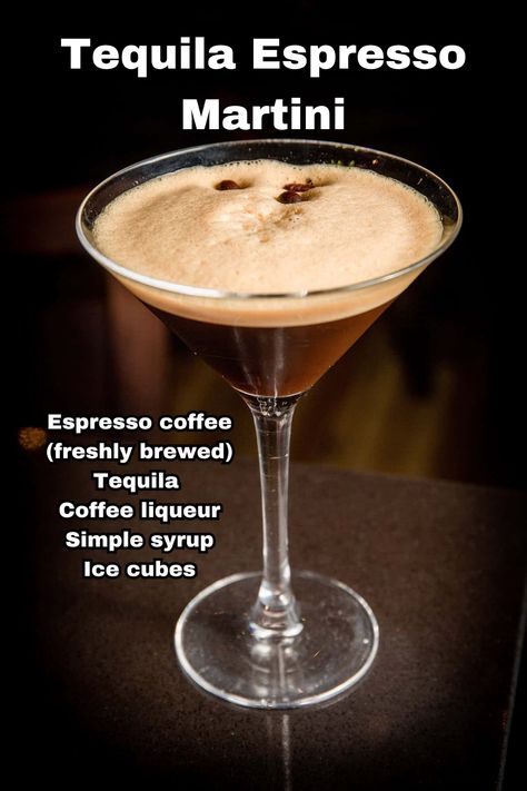 A Tequila Espresso Martini garnished with coffee beans and served in a sleek martini glass. Espresso Martini Tequila, Tequila Espresso Martini, Esspreso Martini Recipe, Coffee Tequila, Wine Punch, Espresso Martini Recipe, Mexican Coffee, Hot Buttered Rum, After Dinner Drinks