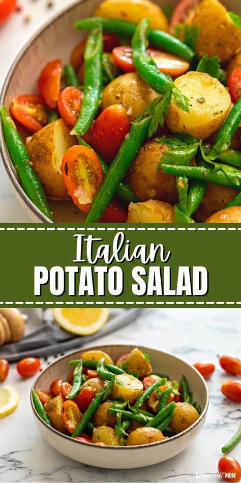 Italian Potato Salad Recipe, Italian Potato Salad, Italian Vinaigrette, Italian Potatoes, Cookout Side Dishes, Easy Vegetable Side Dishes, Mom Recipes, Real Foods, Fresh Salad Recipes