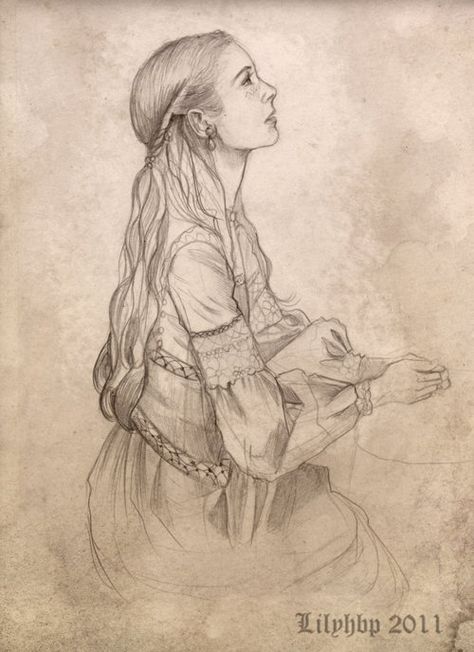 "Please," She pleaded to God above, "Please, let him return. Let him live." (Storm's plea for Ben.) Medieval Woman Drawing, Woman Praying Drawing, Princess Drawing, Mid Evil, Medieval Woman, Woman Sketch, White Artwork, Unique Drawings, Face Sketch