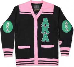 Buffalo Dallas Alpha Kappa Alpha Sorority Ladies Racing Twill Jacket [Black - S] > Product Details | The Cultural Exchange Shop = Apparel & Gifts Alpha Kappa Alpha Cardigan, Alpha Kappa Alpha Jackets, Aka Apparel, Sorority Buttons, Divine 9, Varsity Cardigan, Ladies Sweater, Alpha Kappa Alpha Sorority, Button Down Sweater