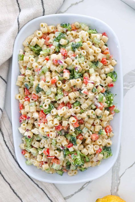 Ditalini Pasta Salad (Quick & Delicious)! Ditalini Pasta Salad Recipes, Ditalini Pasta Salad, Pasta Salad No Mayo, Ditalini Pasta Recipes, Recipes With Ditalini Pasta, Grilled Protein, Cookout Sides, Wedding Sides, Ditalini Pasta