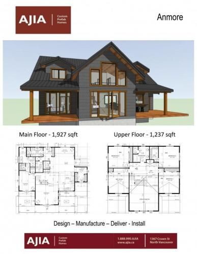 Anmore - AJIA House Plans With Loft Open Concept, Loft House Plans Open Floor, Lake House Plans Open Floor, Lakehouse Aesthetic, Lake Cabin Plans, Lakehouse Floor Plans, 2 Floor House, Loft House Plans, Build A Cabin