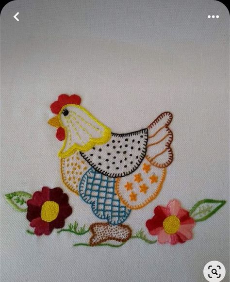 Rooster Embroidery Pattern, Funky Chicken, Bordados Tambour, Stitches Pattern, Simple Hand Embroidery Patterns, Birds Embroidery Designs, Hand Embroidery Patterns Flowers, Hand Embroidery Videos, Diy Embroidery Patterns