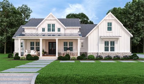 House plans home plans from The House Designers My Account Opulent Bathroom, Separate Vanities, Brown Farmhouse, Standing Tub, Southern Style House Plans, Ranch House Plan, Chef's Kitchen, Farmhouse Style House Plans, One Story Homes