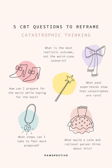 Catastrophizing Thinking, Cognitive Distortions Activities, Cognitive Processing Therapy, Cognitive Distortions List, Cbt Questions, Thought Reframing, Thought Transmission, Reframing Thoughts, Cognitive Reframing