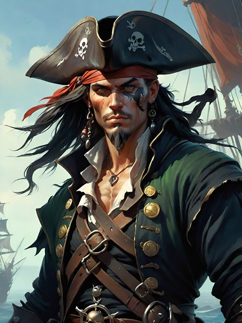 Dnd Assets, Pirate Portrait, Pirate Man, Pirate Face, Pirate Stuff, Steampunk Characters, Pirates Life, Pirate Captain, Pirate Art