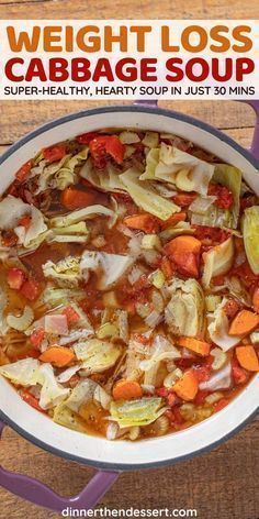 Cabbage Soup Diet Recipe, Easy Vegetable Soup, Diet Soup Recipes, Cabbage Soup Recipes, Cabbage Soup Diet, Resep Diet, Soup Diet, Cabbage Soup, Cabbage Recipes