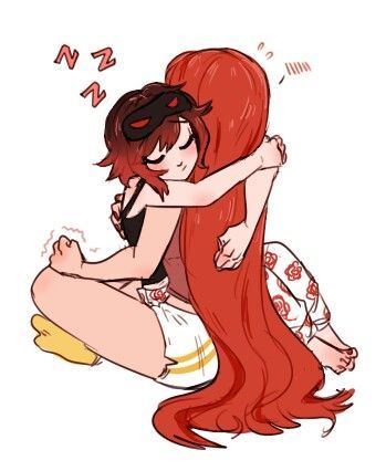 Ruby x Pyrrha ( Pyrruby ) RWBY Motocross Funny, Rwby Pyrrha, Boom Clap, Rwby Red, Red Like Roses, Rwby Ships, Rwby Comic, Fandom Drawing, Rwby Fanart