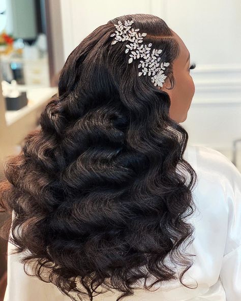 DMV Bridal Hairstylist on Instagram: “Good Morning Loves Just dropping some visuals on your timeline. Don’t drown now 🌊🌊🌊 Frontal wig/ Styling @hairbymicdiva Bridal…” Bridal Up Do With Veil, Black Woman Bridal Hair, Bride Hairstyles Black Women, Wedding Hair Black Women, Black Brides Hairstyles, Bride Hair Down, Bride Hairstyles Updo, Bridal Hairstylist, Black Brides