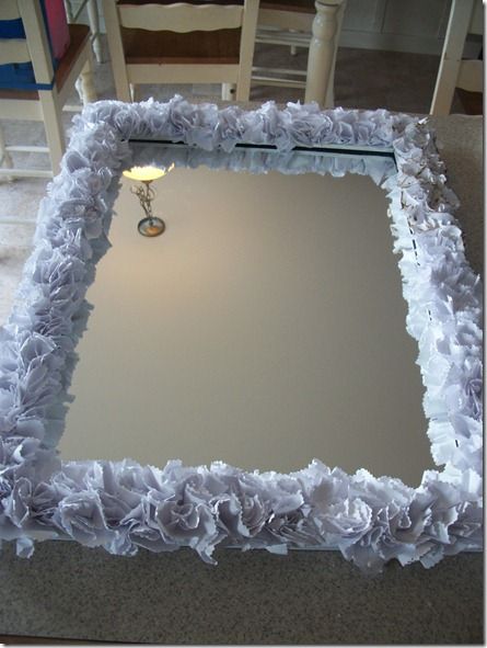 Decorate a mirror... Diy Mirror Frame Square, How To Decorate A Mirror Frame, Decorate Mirror Frame Diy, Decorate Mirror Frame, Decorate A Mirror, Half Bath Makeover, Pressed Flower Candles, Burnt Paper, Flower Candles