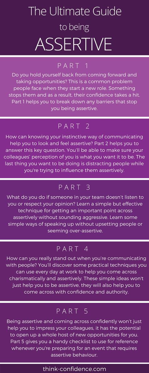 Click infographic - Comprehensive Guide to being ASSERTIVE. Learn how to get your point across without distracting people or seeming aggressive. #assertive #assertiveness #guide #steps #assertively How To Be Assertive, Being Assertive, Be Assertive, Assertive Communication, Best Books, Self Improvement Tips, Emotional Intelligence, Communication Skills, Social Skills