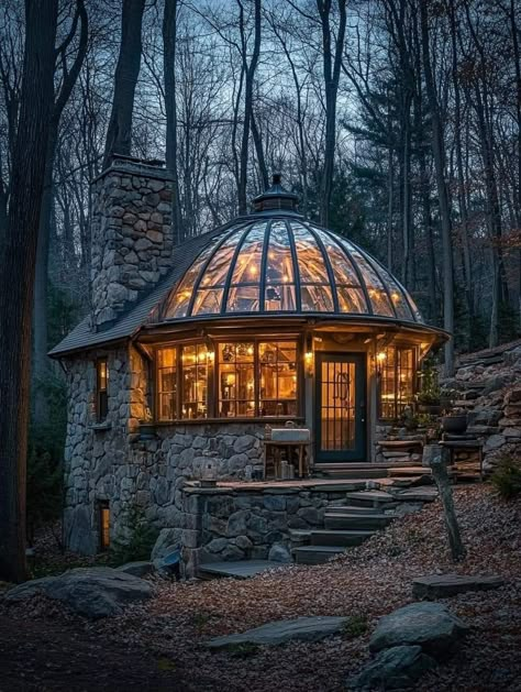 Observatory House, Glass Cabins, Villain Lair, Perry Winkle, Living Underground, Tree House Cabin, Rock Building, Dome Architecture, Round House Plans