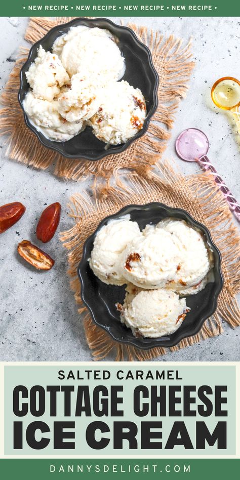 Looking for a healthy ice cream option? Try this Salted Caramel Cottage Cheese Ice Cream! 🍦Packed with protein and natural sweetness. #HealthyRecipes Healthy Salted Caramel Ice Cream, Cottage Cheese Date Ice Cream, Cottage Cheese Salted Caramel Ice Cream, Salted Caramel Cottage Cheese Ice Cream, Cottage Cheese Ice Cream Healthy, Cottage Cheese Ice Cream, Dessert Pies, Scream 4, Cheese Ice Cream