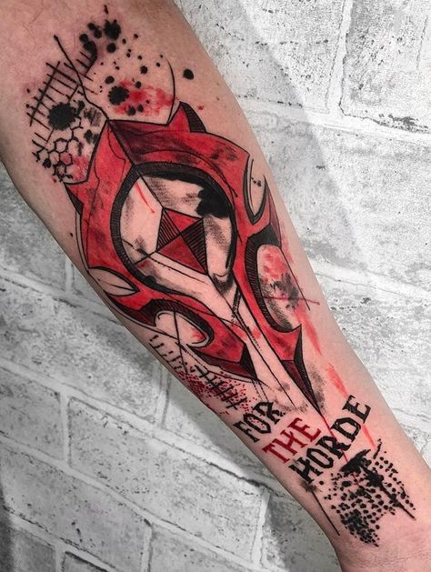 Trash Polka Anime, Horde Tattoo, Trash Polka Tattoos, Red Tattoo Ideas, Tattoo Trash, Red Ink Tattoo, Inner Bicep Tattoo, Polka Tattoo, Red Tattoo