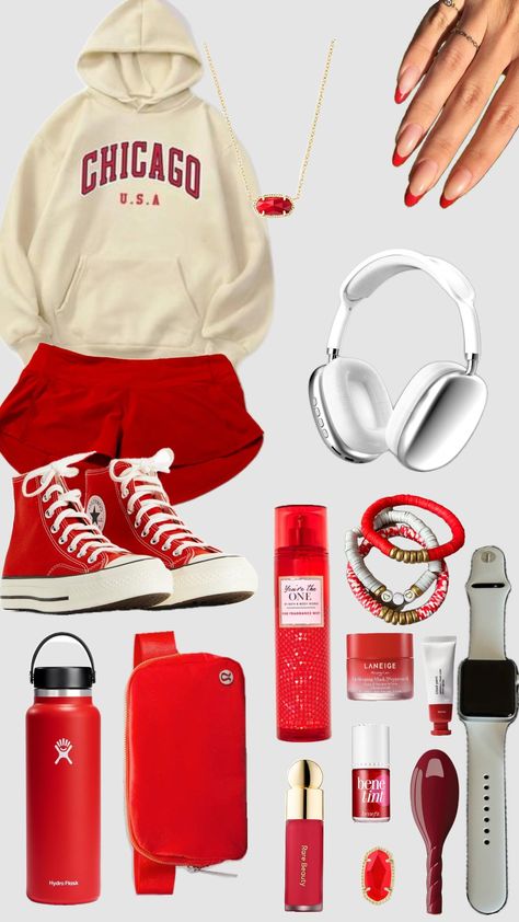 #red #preppy #lulu #lululemon #backtoschool #outfit #redoutfit Lululemon Outfit Fashion, Red Preppy, Lululemon Outfits, Chicago Usa, Red Outfit, Back To School Outfits, Autumn Outfit, Red Aesthetic, Aesthetic Outfits