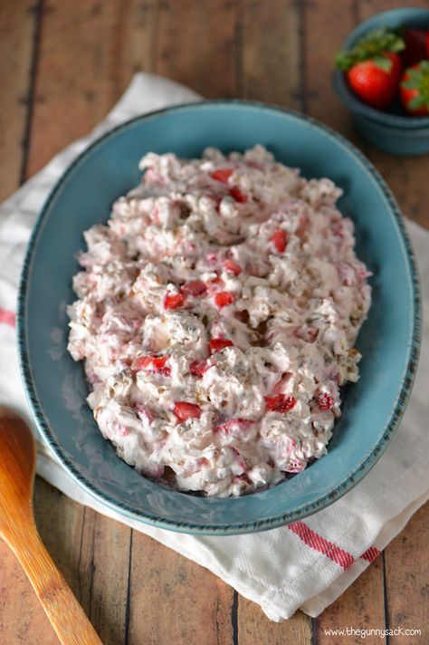 Strawberry Pecan Pretzel Salad is one of my family's favorite holiday recipes. This Cool Whip salad recipe is creamy and crunchy, salty and sweet. #HolidayRecipes #client Gunny Sack, Strawberry Pretzel Salad, Pretzel Salad, Strawberry Pretzel, Side Dishes For Bbq, Holiday Favorite Recipes, Kitchen Herbs, Best Side Dishes, Dessert Salads