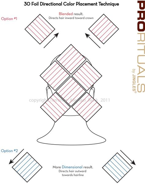 Thank you PRORITUALS fans for attending the Premiere hair show in Orlando, Fl Here is the pattern for the 30 foil highlight placement.  To learn more Contact Us...www.parisbeautytan.com Highlight Placement, Foiling Techniques, Hair Color Placement, Hair Foils, Foil Highlights, Balayage Technique, Hair Color Formulas, Hair School, Hair Patterns