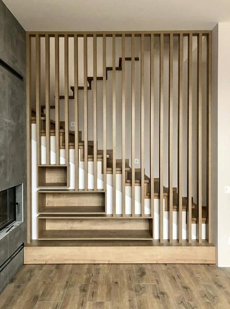 Steps Partition Design, Partition Stairs, Stair Gate Ideas, Steps Design Interior Stairs, Stair Partition, Staircase Floating, Banisters And Railings, Staircase In Living Room, Handrails For Stairs