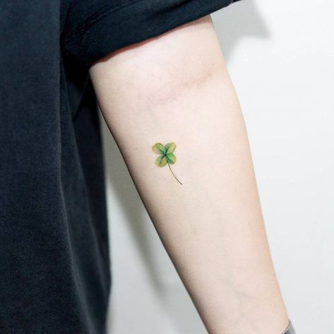 Realistic Clover Tattoo, Four Leaves Clover Tattoo, Leaf Clover Tattoo, Four Leaf Clover Tattoo, Charm Tattoo, Clover Tattoo, Clover Tattoos, Inner Forearm, Skeleton Hand Tattoo