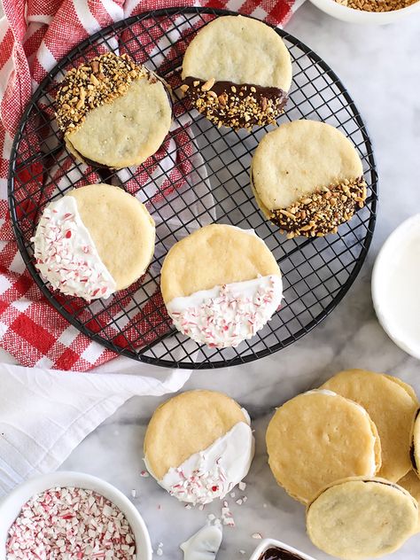 Chocolate Dipped Almond Cookies | foodiecrush.com Best Mulled Wine Recipe, Spicy Chocolate, Chocolate Dipped Cookies, Valentine Desserts, Foodie Crush, Sweet Bakery, Holiday Cookie Recipes, Chocolate Bark, Chocolate Filling