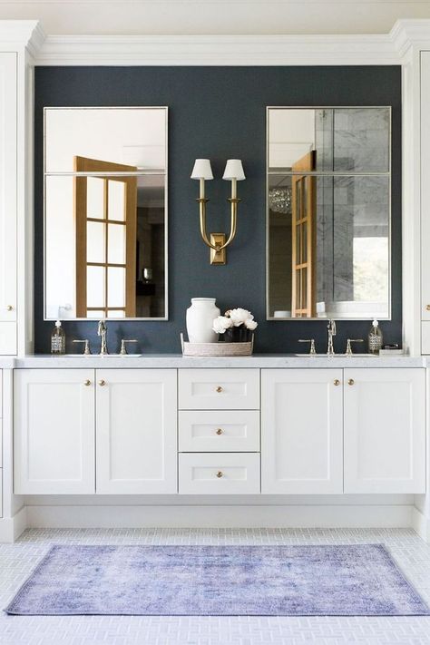 I like the simplicity of this, while still having character Mirror Sconces, Styl Hampton, Bad Inspiration, White Vanity, Room Walls, Bath Room, Bathroom Renos, Bath Remodel, House Bathroom