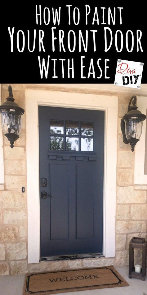 Painting Your Front Door, Navy Front Door, Exterior Door Colors, Blue Front Door, Front Door Makeover, Front Door Paint Colors, Hale Navy, Door Colors, Farmhouse Front Door