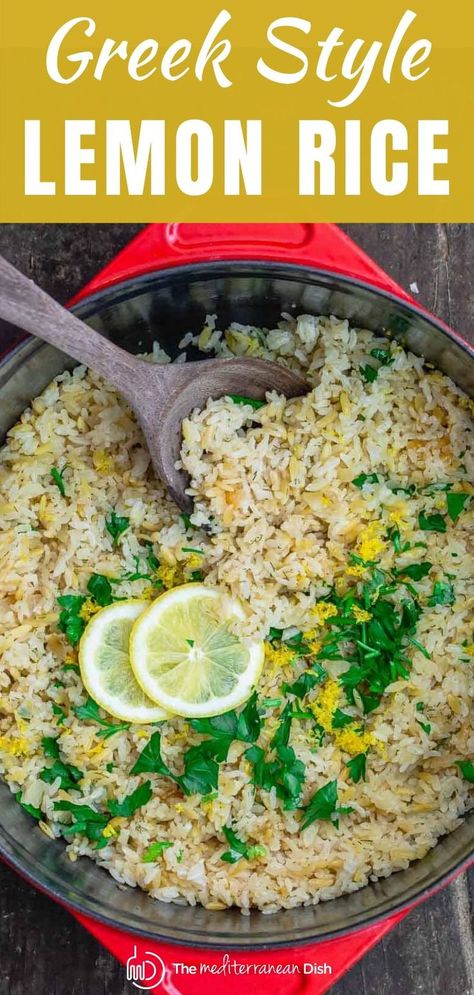 Easy Lemon Rice, Rice Lemon, Greek Lemon Rice, Greek Restaurant, Rice Side Dishes, Lemon Rice, Rice Pilaf, Greek Dishes, Nasi Goreng