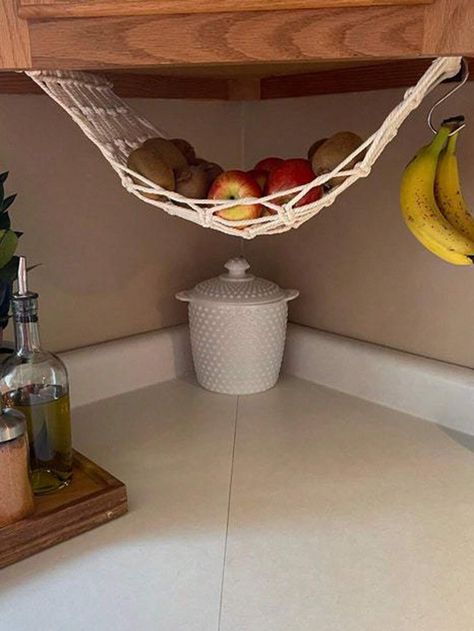 Handmade Woven Fruit Storage Net Basket, Kitchen Decorative Vegetable Hanging Tapestry | SHEIN USA Macrame Fruit Basket, Storing Fruits And Vegetables, Banana Hanger, Fruit Bag, Bohemian Kitchen, Fruit And Vegetable Storage, Fruit Storage, Chic Bohemian, Net Bag