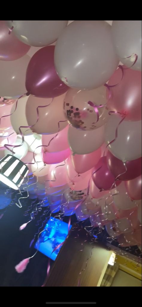 Roof Balloon Decoration, Balloon Roof Decoration, Roof Decoration, Anna Birthday, Pink Birthday Party, Pink Theme, Different Shades Of Pink, Pink Balloons, Pink Themes