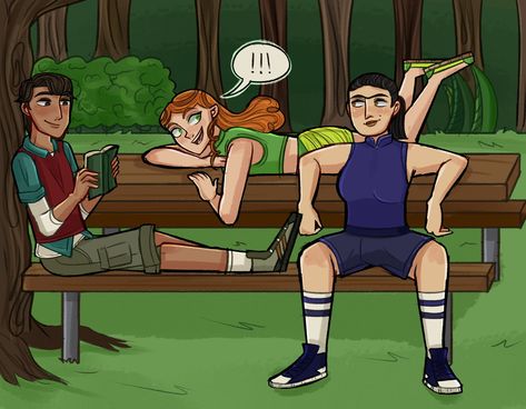 Team E Scope Fanart, Team Escope Fan Art, Team E Scope Total Drama, Team E Scope, Team Escope, Trio Fanart, Drama Memes, Drama Total, Drama Island