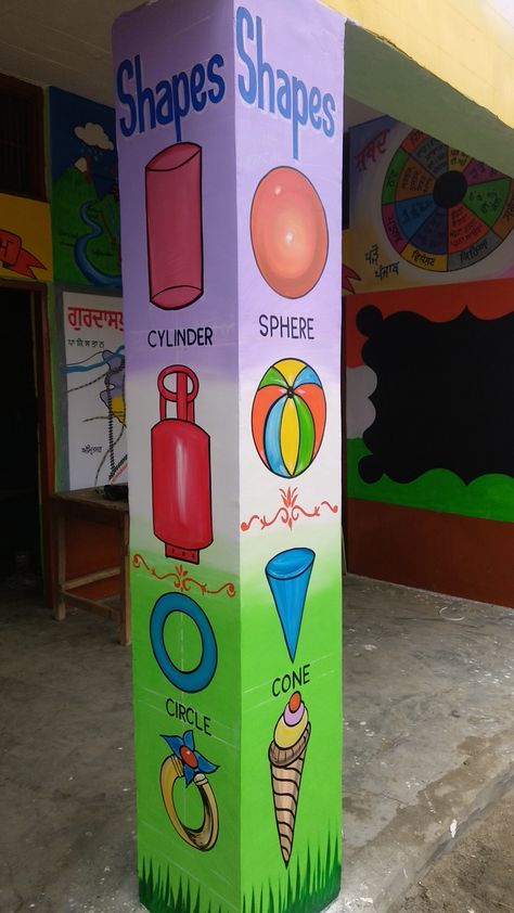 Bala Paintings For School, Pillar Decoration Ideas For School, School Wall Painting Ideas Classroom, School Corridor Decoration Ideas, School Wall Art Ideas Classroom, School Hallway Decorations, School Wall Art Ideas, Pillar Decorations, School Wall Decoration