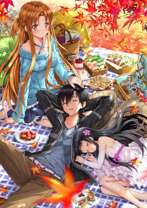 Sword Art Online || Asuna, Kirito and Yui Sao Kirito, Sao Ggo, Asuna And Kirito, Kirito And Asuna, Sao Anime, Kirito X Asuna, Kirito Asuna, Asuna Yuuki, Anime Family