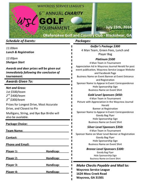 Golf Tournament Prize Ideas, Charity Golf Tournament Ideas, Golf Outing Fundraiser Ideas, Golf Hole Sponsor Ideas, Golf Tournament Ideas Fundraising, Golf Tournament Fundraiser, Golf Charity Event, Golf Tournament Flyer, Golf Tournament Ideas